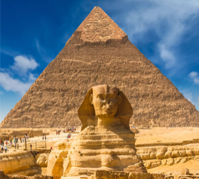 Meet & assist on arrival, Giza Pyramids and Sphinx, Step Pyramid at Saqqara, Egyptian Museum, Khan el Khalili Bazaar, and optional Sound & Light Show at the Pyramids.